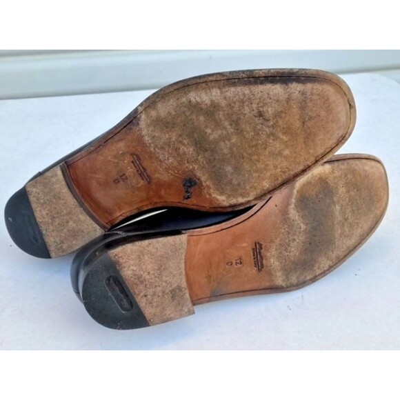 Santoni Black Leather Penny Loafers Made In Italy Dress Slip On Shoes -Size 12 D